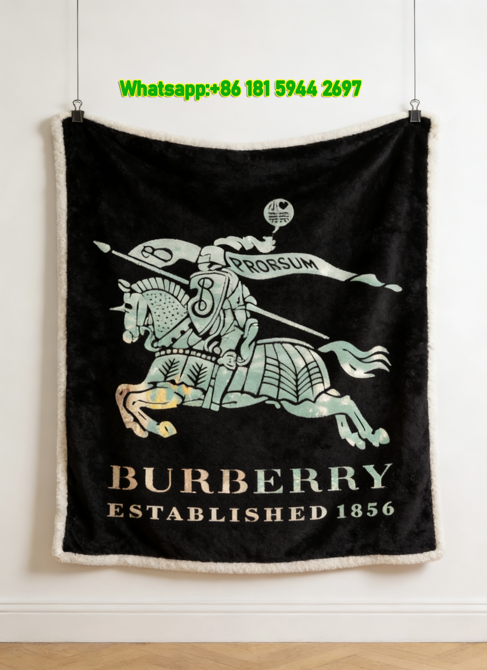 Burberry Equestrian Knight Flannel Fleece Sofa Throw Blanket B176